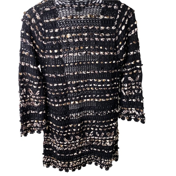 Per Se Ribbon Boucle Woven Open Silk Weave Cardigan Duster Small - Picture 9 of 14